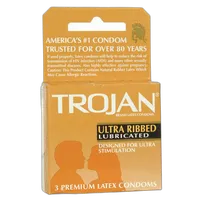 Trojan Condoms 3pk Brown Ultra-Ribbed Lubricated 0