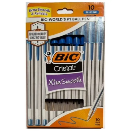 Bic Cristal Blue Pen Medium Point (10 Pack Pouch)