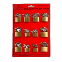 Brass Padlocks Assorted 25/30/35mm Assortment 12 Locks per Card 0