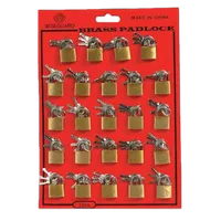 Brass Mini Padlocks 20mm 24ct on a Card 0