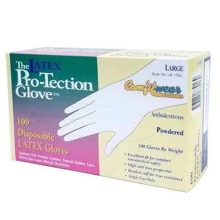 Latex Gloves Large (Powdered) Box of 100 Gloves (Brands May Vary)