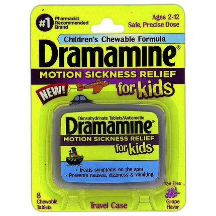 Dramamine Kids Chewable 8ct Grape Motion Sickness MedICINE