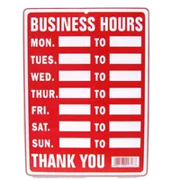 Signs 12pk Business Hours 9in x 12in Plastic 0