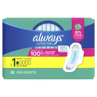 Always Ultra Thin 22ct Size 1 Regular w/Wings 8