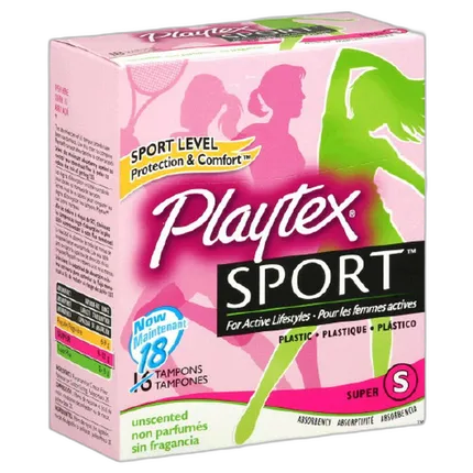 Playtex Sport Tampons 18ct Super Unscented Unique Contour Applicator