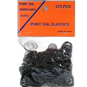 Pony Tail Rubber Bands 275ct on a Hangable Card (Black)