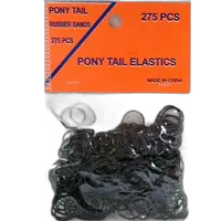 Pony Tail Rubber Bands 275ct on a Hangable Card (Black) 0