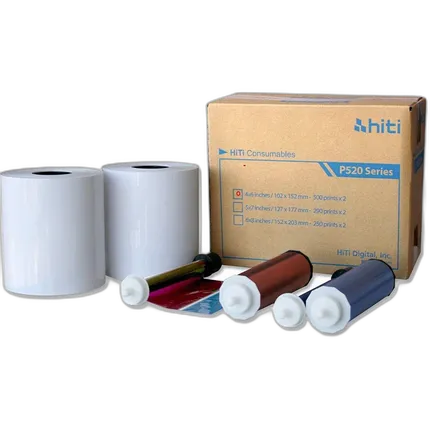 HiTi 4x6 Media for P520/525 Printer (500 sheets/roll, 2 rolls/carton)