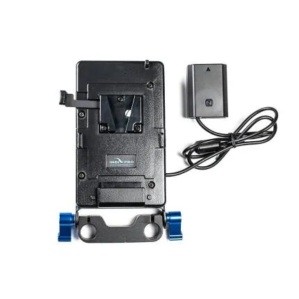 IndiPRO Tools V-Mount Plate with NP-FZ100 Dummy Battery  and  15mm Rod Clamps