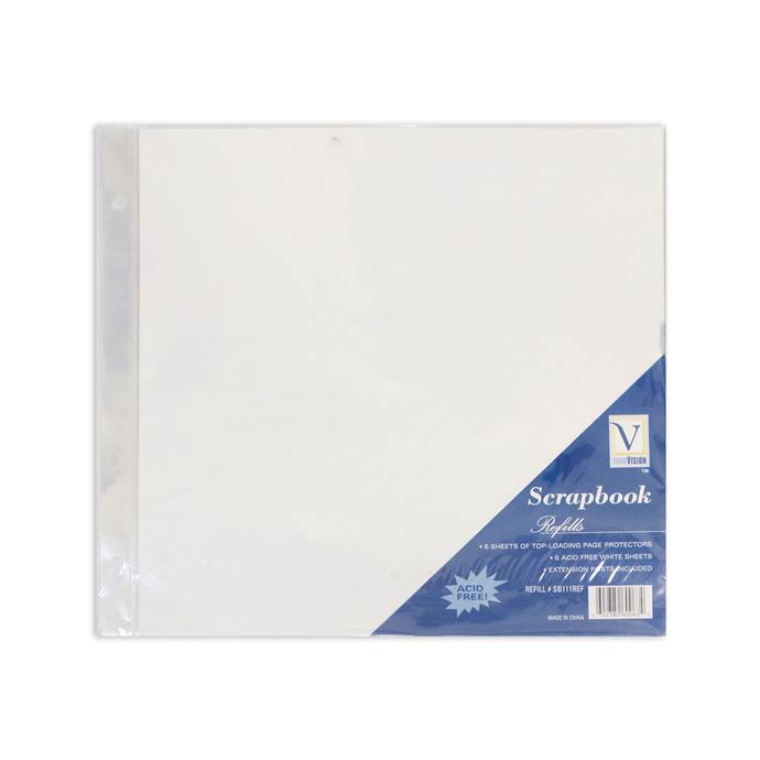 Scrapbook Top Loading Refill Pages (5 12x12 pages + extra posts) - White, Pages & Sleeves