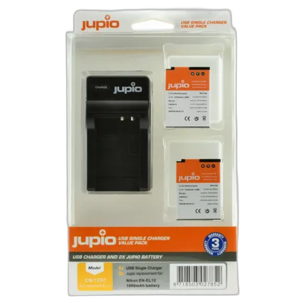 Jupio Value Pack: 2x Battery EN-EL12 + USB Single Charger