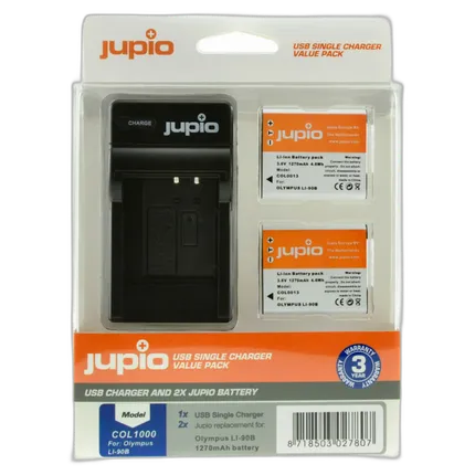 Jupio Value Pack: 2x Battery Li-90B/Li-92B 1270mAh + USB Single Charger