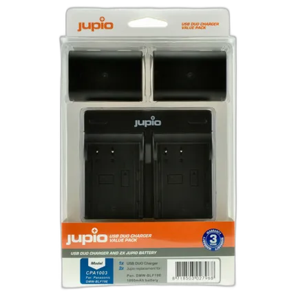 Jupio Value Pack: 2x Battery DMW-BLF19E 1860mAh + USB Dual Charger