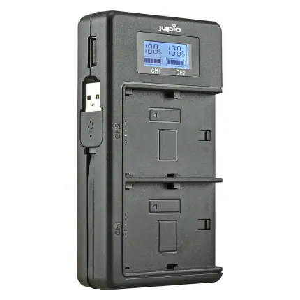 Jupio USB Dedicated Duo Charger LCD for Sony NP-FM50, NP-F550/F750/F970