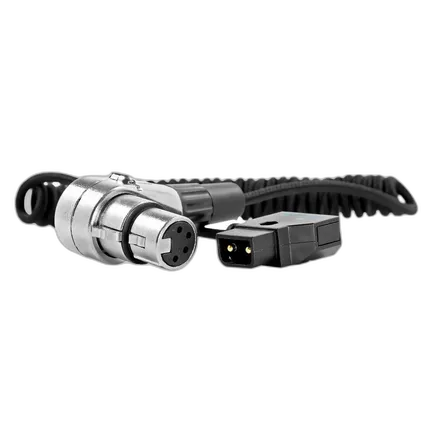 Kondor Blue D-Tap to 4 Pin XLR Female Right Angle Adapter Power Coiled Cable