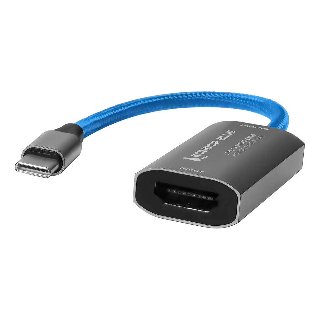 Kondor Blue HDMI to USB-C Capture Card for Live Streaming Video and Audio