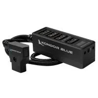 Kondor Blue 12V Metal D-Tap Hub Voltmeter 4 Way Port Power Tap Splitter (1/4 3