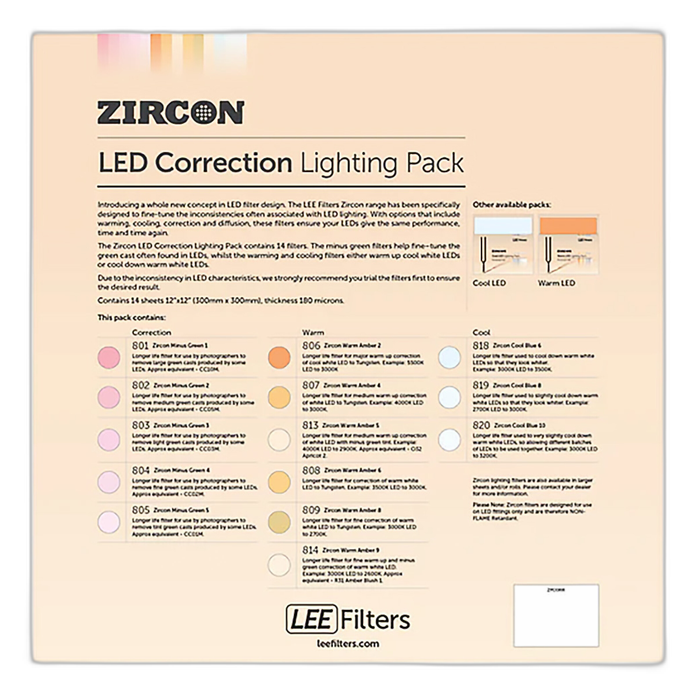 LEE Filters Zircon Correction Filter pack