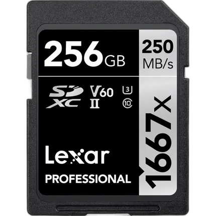 Lexar 256GB Professional 1667x UHS-II U3 V60 Class 10 SDXC Memory Card