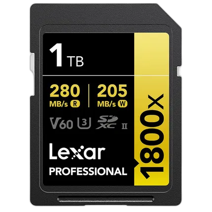 Lexar 1TB Professional 1800x UHS-II U3 Class 10 SDXC GOLD Series Memory Card