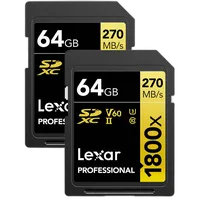 Lexar 64GB Professional 1800x UHS-II U3 Class 10 SDXC GOLD Series Memory Car 0