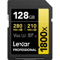 Lexar 128GB Professional 1800x UHS-II U3 Class 10 SDXC GOLD Series Memory Ca 1