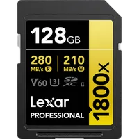 Lexar 128GB Professional 1800x UHS-II U3 Class 10 SDXC GOLD Series Memory Ca 0