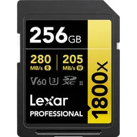 Lexar 256GB Professional 1800x UHS-II U3 Class 10 SDXC GOLD Series Memory Ca 1