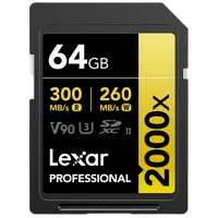 Lexar 64GB Professional 2000x UHS-II U3 V90 Class 10 SDXC Memory Card 0