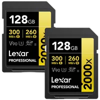 Lexar 128GB Professional 2000x UHS-II U3 V90 Class 10 SDXC Memory Card (2-Pa 0
