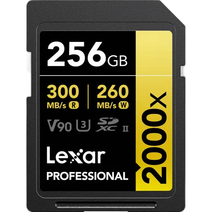 Lexar 256GB Professional 2000x UHS-II U3 V90 Class 10 SDXC Memory Card