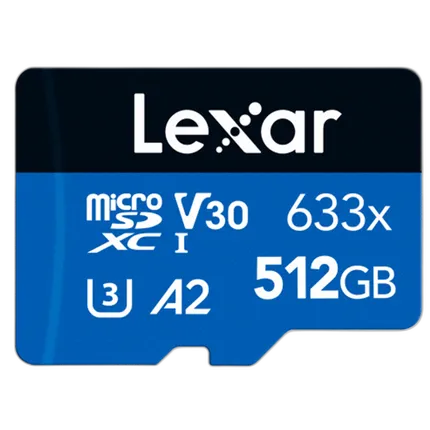 Lexar 512GB High Performance 633x UHS-I U3 V30 Class 10 MicroSDXC Memory Car
