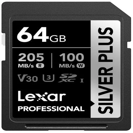Lexar 64GB Professional Silver Plus UHS-I SDXC Memory Card