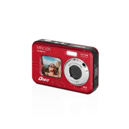 MINOLTA MN50WP Duo 48 MP AF / 5K Ultra HD Waterproof Camera w/ Dual LCD (Red