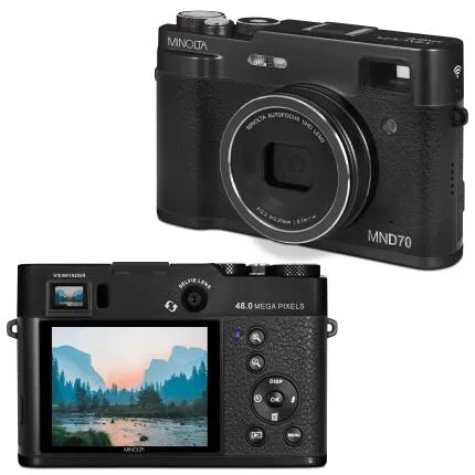 MINOLTA MND70 Retro 48 MP AF / 5K Ultra HD Dual Lens Camera w/WiFi (Black)