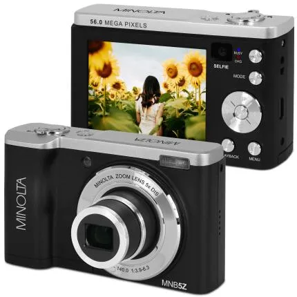 MINOLTA MNB5Z 48 MP / 5K Ultra HD Dual Lens Camera w/5x Optical Zoom (Black)