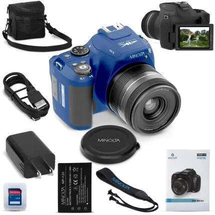 MINOLTA MNB10Z 64 MP / 4K Ultra HD Bridge Camera w/10x Optical Zoom (Blue)