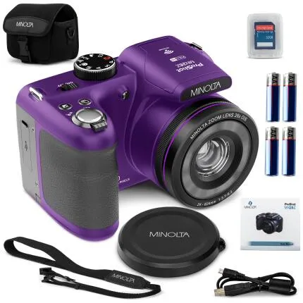 MINOLTA MN26Z ProShot 20 MP / 1080P FHD Bridge Camera w/26x Optical Zoom (Pu