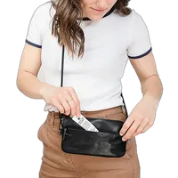 Moment Crossbody Wallet (Black Leather) 4