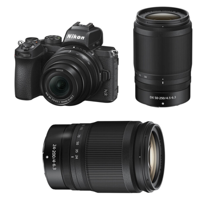 Klem retort Misbruik Nikon Z50 Mirrorless Digital Camera with 16-50mm, 50-250mm, and 24-200mm  Lense | Mirrorless Cameras | Nikon at Unique Photo