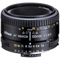 Nikon AF Nikkor 50mm f/1.8D Prime Lens - Black