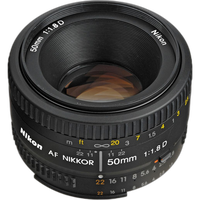 Nikon AF Nikkor 50mm f/1.8D Prime Lens - Black
