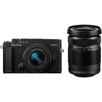 OM SYSTEM PEN Black w/ 14-42mm F3.5-5.6 III  and  40-150mm F4.0-5.6 R BLK Lens K
