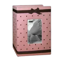 Pioneer 4 x 6 In. Baby Embroidered Frame Fabric Photo Album (100 Pages)-Pink 1