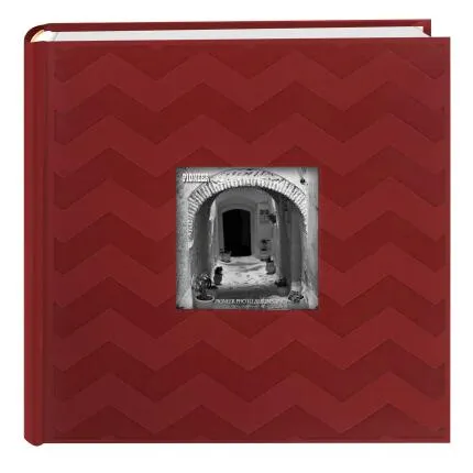 Pioneer Embossed Chevron Frame Front Album Red Accepts 200 4x6 2up Photos
