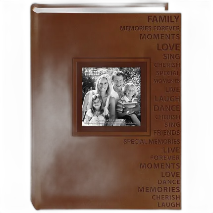 Pioneer Embossed Frame Front Brown Album w/Word Themes Holds 300 4X6 3-Up