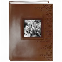 Pioneer Embossed Frame Front Brown Album w/Word Themes Holds 300 4X6 3-Up 0