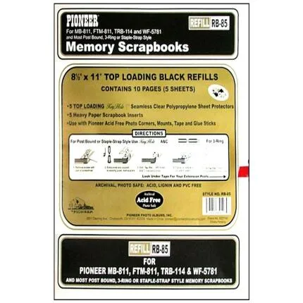 [Pioneer Scrapbook Black Refill Pages 8.5 x 11 10 Pagess
