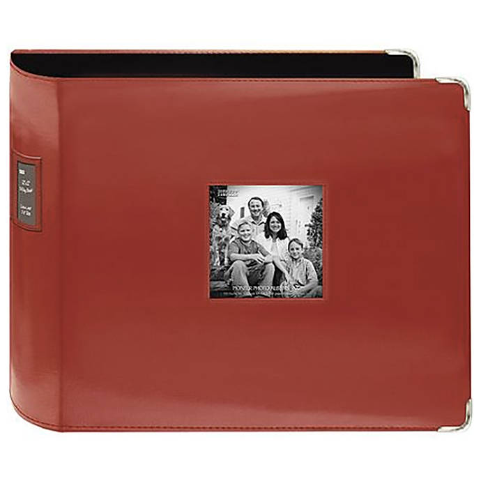 Pioneer 12 x 12 in. Sewn Leatherette 3-Ring Binder Frame Scrapbook - Red