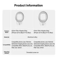 PGYTECH 67mm Filter Adapter Ring - iPhone 16 Pro Max 5